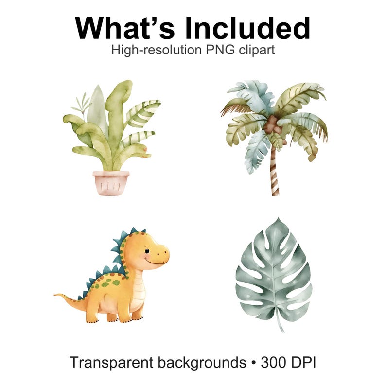 Watercolor Dinosaur Clipart Bundle | Cute Baby Dinosaur PNG Nursery ...