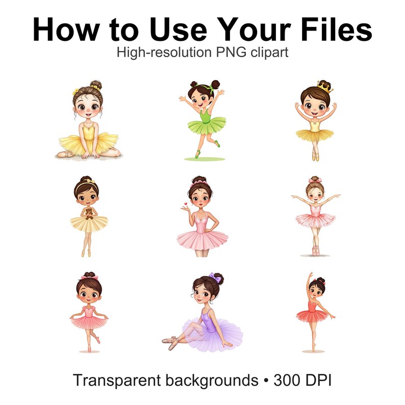 Little Ballerina Clipart Bundle • Girl Ballet Dancer PNG • Cute Baby ...