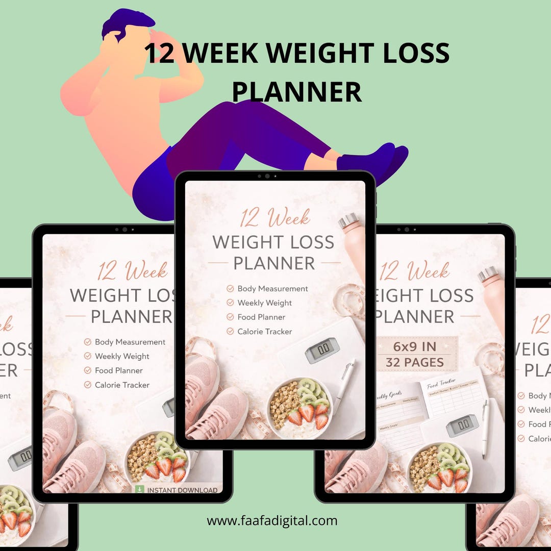 12 Week Weight Loss Planner| Fitness & Diet Planner| Calorie Tracker ...