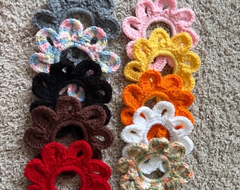 Coletero de flores de ganchillo, hecho a mano