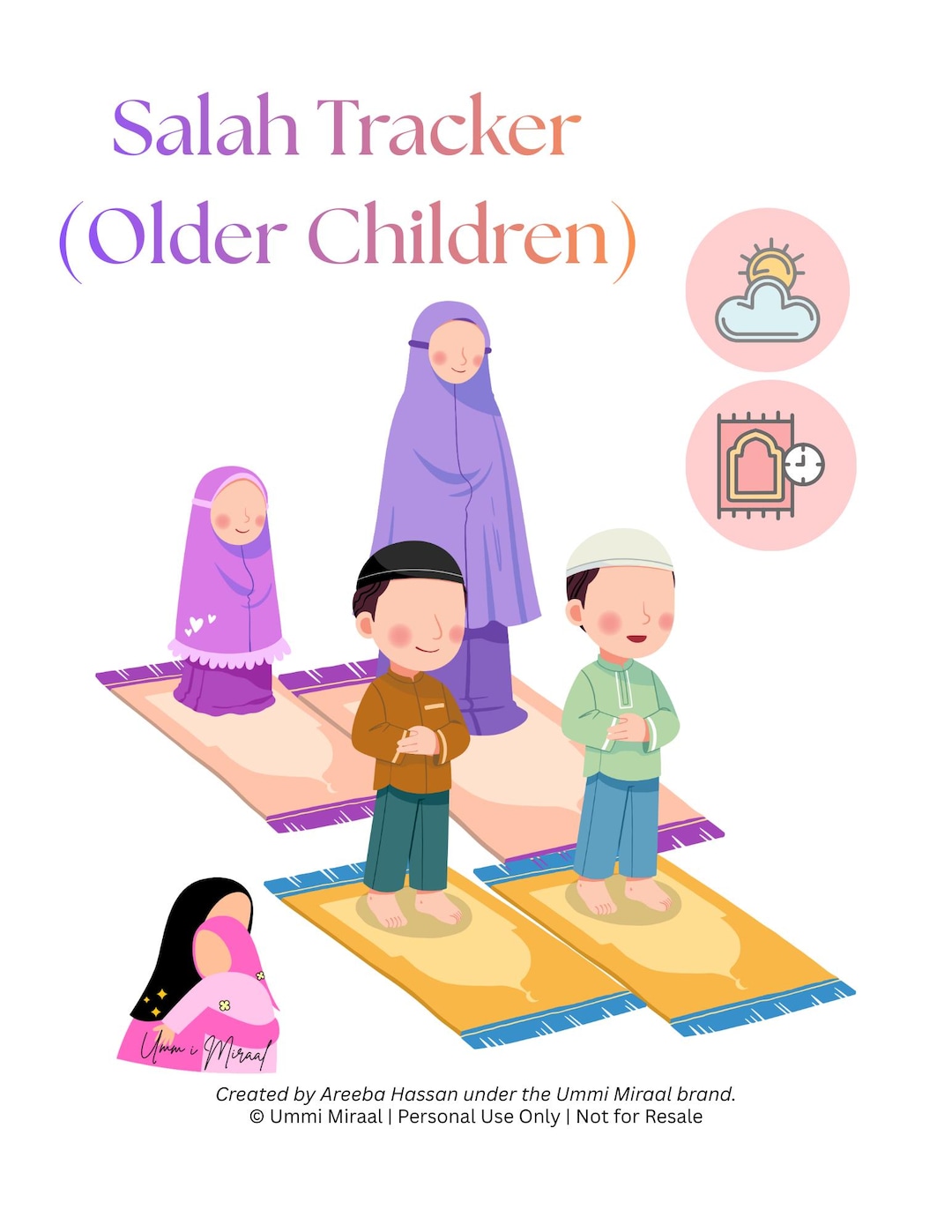 Salah Tracker for Older Children | Islamic Prayer Chart, Daily & Weekly ...