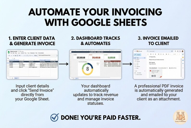 Automated Invoice Tracker | Google Sheets Template, Small Business (PDF ...