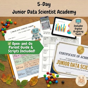 5-dniowy program nauczania STEM dla dzieci w wieku 5-10 lat | Nauka w domu | Ćwiczenia z wykresów, logiki i kodowania | Junior Data Scientist Academy