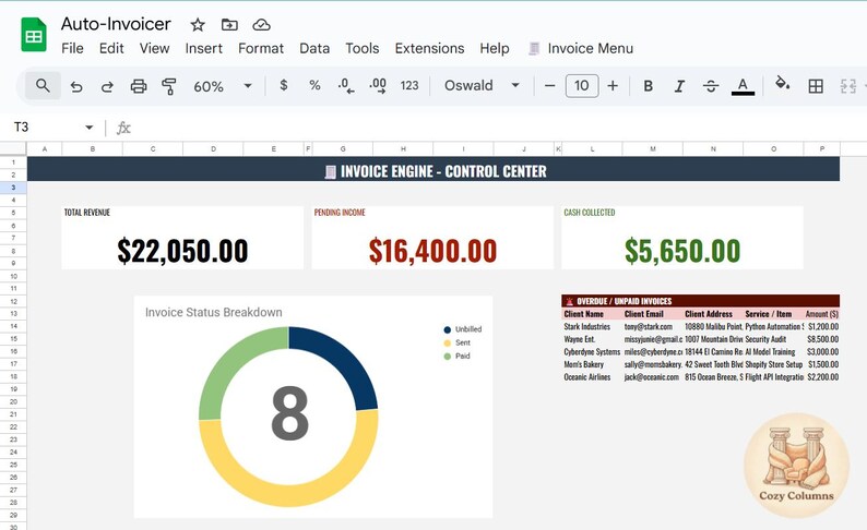 Automated Invoice Tracker | Google Sheets Template, Small Business (PDF ...