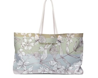 Textile Reverie Botanical Floral Pattern Weekender Bag | Pastel Garden Tote