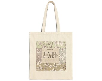 Textile Reverie floral logo Tote Bag | botanical square print