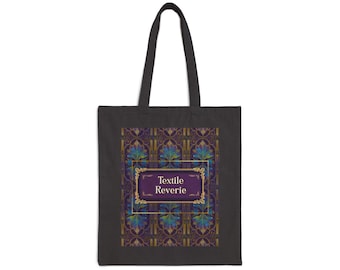 Textile Reverie Cotton Canvas Tote Bag | Art Nouveau  Dark Floral Motif