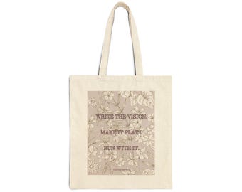Textile Reverie Write The Vision Tote Bag | botanical square print