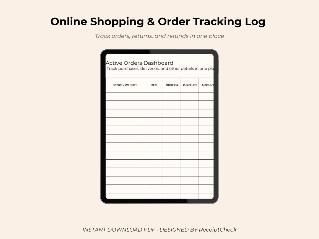 Online Shopping and Order Tracking Log | Returns & Refund Tracker ...