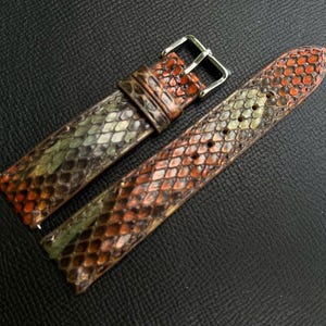 Custom Brown Gray snake Leather Watch Strap bands– 26mm 25mm 24mm 23mm 22mm 21mm 20mm 19mm 18mm 16mm 14mm 12mm Handmade Leather Watch Band