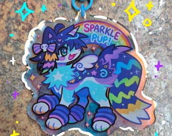 Pingente de acrílico Sparkle Pup 3x3 de segunda linha