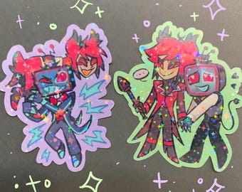 Conjunto de adesivos RadioStatic de 2,5 x 3 polegadas com Vox e Alastor