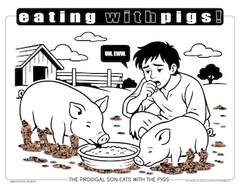 Der verlorene Sohn SNACKTIVITY! Druckbare Bibel Malseite für Kinder - Füge einfach SNACKS hinzu !!