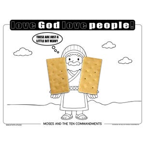 The Ten Commandments SNACKTIVITY! Printable Bible Coloring Page for Kids - Just Add SNACKS!!