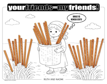 Ruth und Naomi SNACKTIVITY! Druckbare Bibel Malseite für Kinder - Füge einfach SNACKS hinzu !!