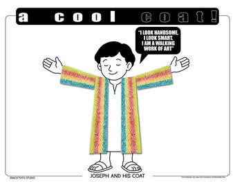 Josephs Mantel SNACKTIVITY! Druckbare Bibel Malseite für Kinder - Füge einfach SNACKS hinzu !!