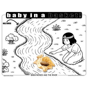 Baby Moses in the River SNACKTIVITY! Printable Bible Coloring Page for Kids - Just Add SNACKS!!