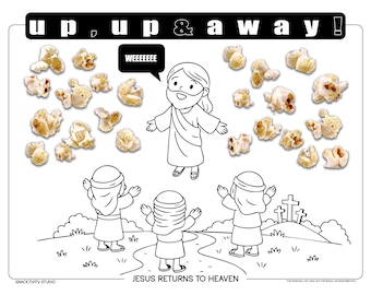 Jesus kehrt in den Himmel zurück zum Ausmalbild - Interaktiv Snacktivity (Digitaler Download)