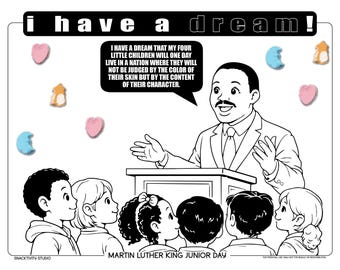 Martin-Luther-King-Jr.-Tag SNACKTIVITY! Druckbare Malvorlage für Kinder - Füge einfach einen Snack hinzu!!