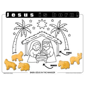 Jesus is Born SNACKTIVITY! Printable Bible Coloring Page for Kids - Just Add SNACKS!!