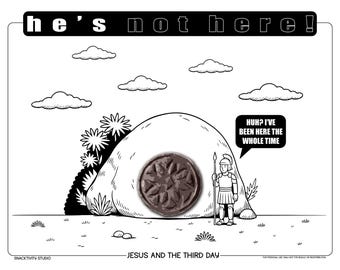 Ostern - Der dritte Tag SNACKTIVITY! Druckbare Bibel Malseite für Kinder - Füge einfach SNACKS hinzu !!