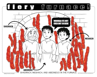 Feuriger Ofen SNACKTIVITY! Druckbare Bibel Malseite für Kinder - Füge einfach SNACKS hinzu !!