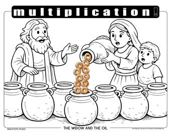 Die Witwe und die Öl-SNACKTIVITY! Druckbare Bibel Malseite für Kinder - Füge einfach SNACKS hinzu !!