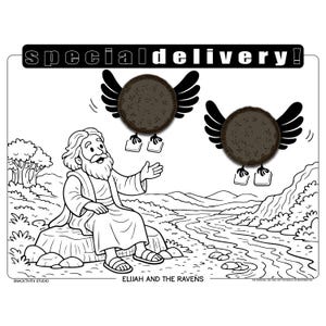 Elijah and the Ravens SNACKTIVITY! Printable Bible Coloring Page for Kids - Just Add SNACKS!!