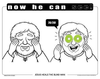 Die Blinde SNACKTIVITY! Druckbare Bibel Malseite für Kinder - Füge einfach SNACKS hinzu !!