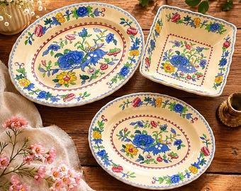 Vintage Mason’s “Plantation Colonial” Ironstone Serving Pieces – Made in England for Carl Forslund | Floral Regency Pattern