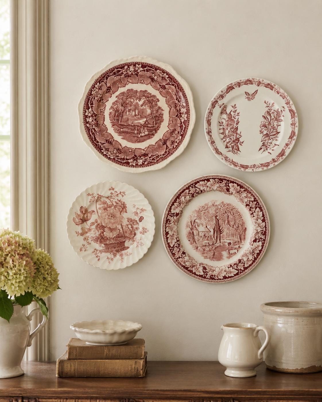 Antique Red Plates - Etsy