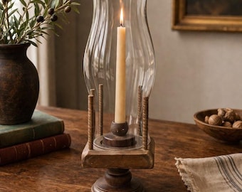 Vintage 1970s Cornwall Wood Products Hurricane Candle Holder