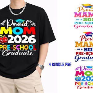 Proud Mom Graduation PNG Bundle 2026 – Preschool Graduate Design – Colorful Mama Sublimation Files