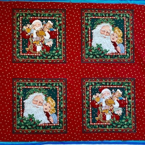 Santa Claus Quilt Fabric Christmas Cynthia Hart Collection Pillow Panels 100% cotton  35" x 46"