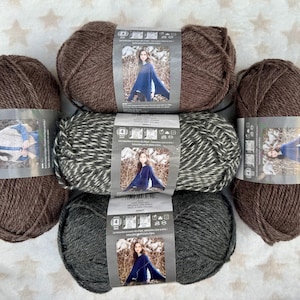 5 Skeins 500 grams Classic Wool Worsted Yarn 100% WOOL by Patons, Brown Gray Marble Color, mix lot, yarnspirations