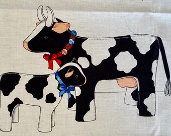 VIP Screen Print Cranston Print  Fabric Till the Cows Come Home Panel , 100% cotton  35&quot; x 44&quot; Country Holstein Calf toys