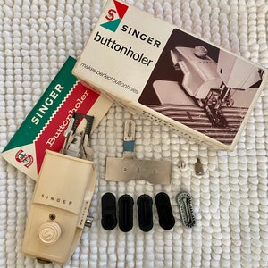 Vintage Automatic Singer Knopflochmaschine, Knopflochstich Befestigung Zubehör Box Set, Anleitung
