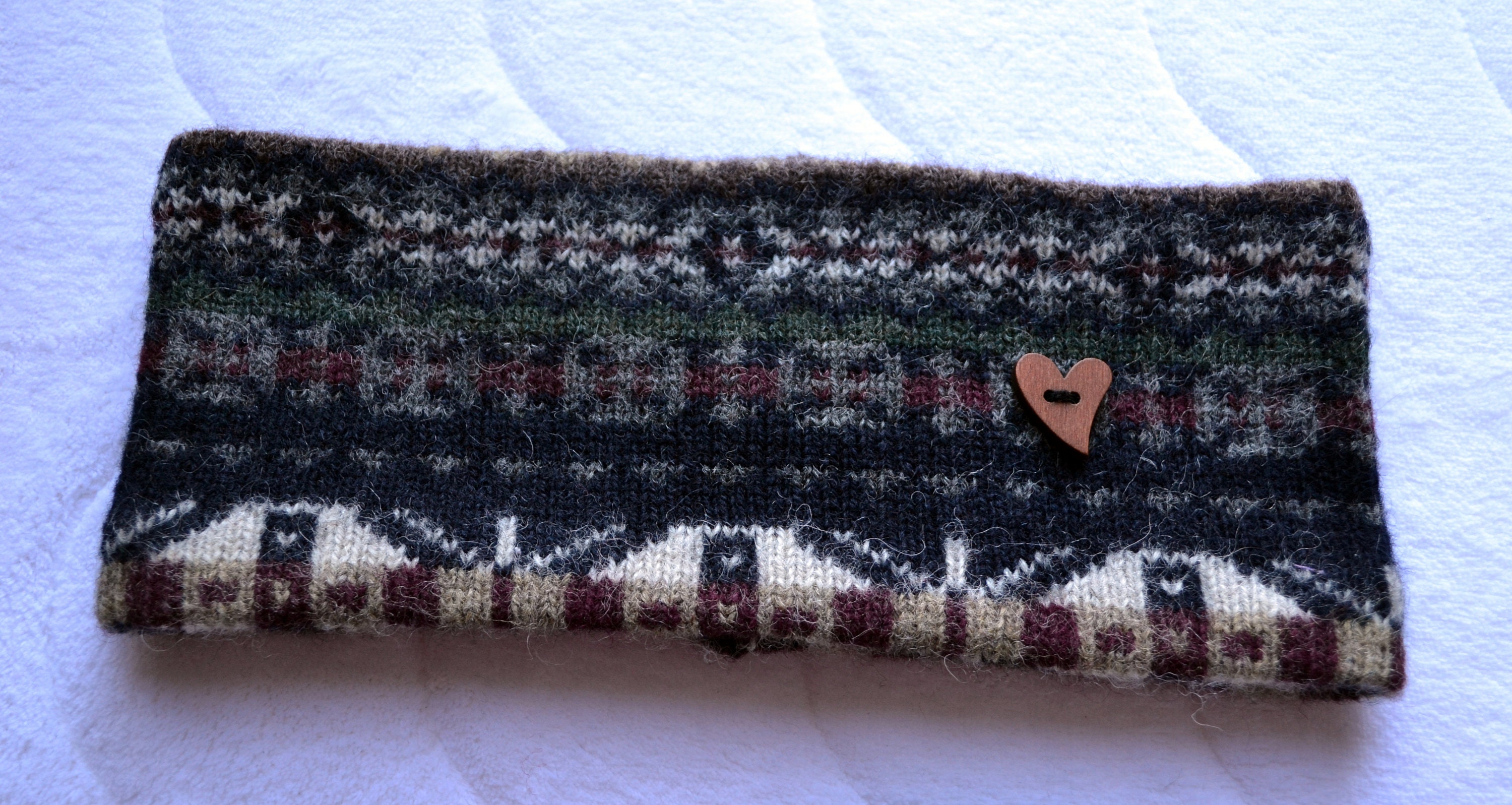 Wool Mittens Headband Set. Handmade Recycled Upcycled Wool