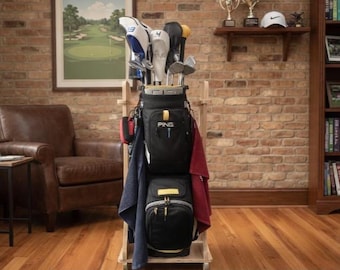 Golf Bag Storage Rack for Simulator, Driving range or Garage - Stableizer and Stand