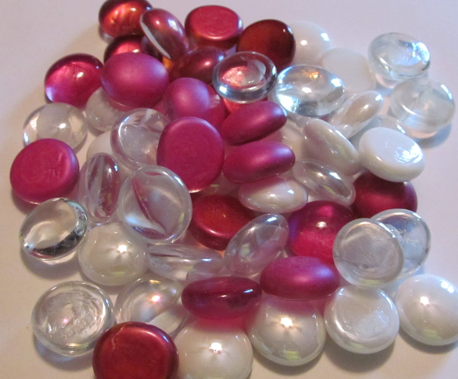 Hot PINK and White Mix of Gems Nuggets Flat Backed 30ct. Etsy