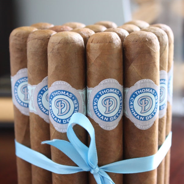 16 Cigar Bands - Custom Printed Blue Labels - Regal Baby Boy