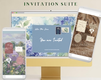Conjunto de convites digitais personalizados | Modelo de site Canva