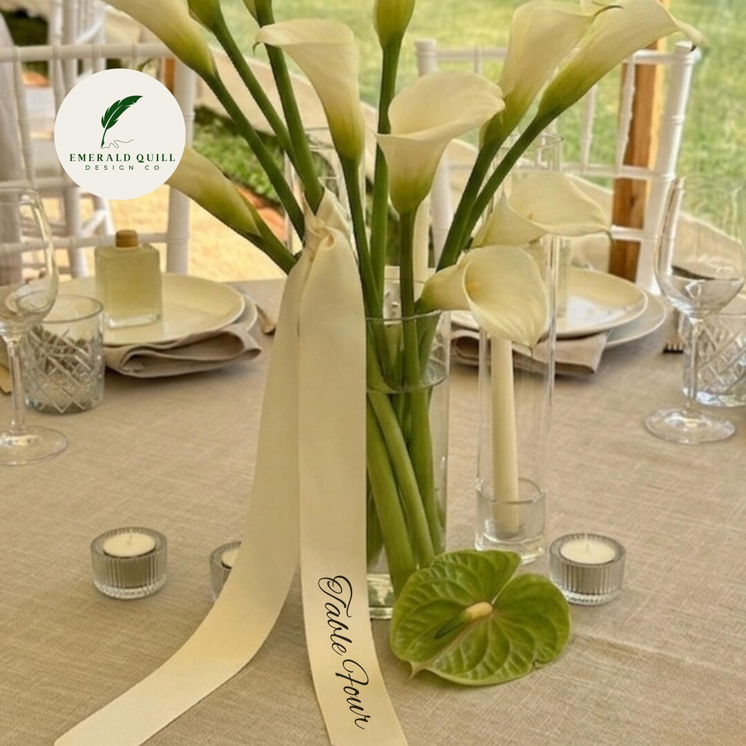 Unique Lace Table Numbers Custom Satin Ribbon Table Numbers – Minimalist Wedding Table Numbers ...