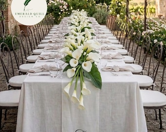 Custom Fabric Table Number Runner with Script Number – Minimalist Wedding Event Decor, Old Money