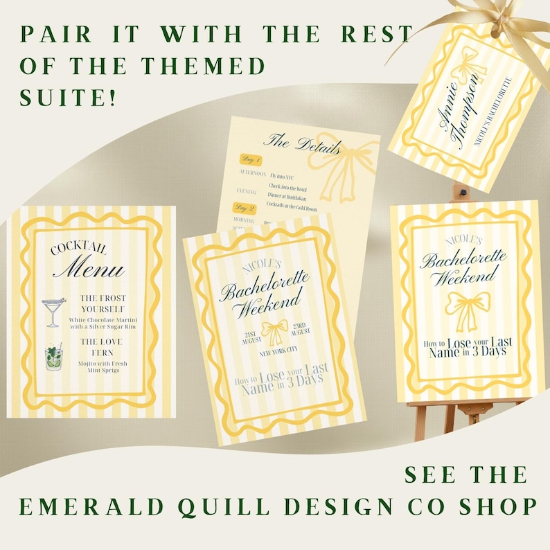 Bachelorette Welcome Sign | How to Lose Your Last Name in 3 Days Theme | You’re So Vain Retro Poster | Editable Canva Template image 6