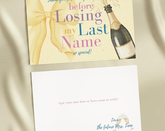 Como Perder Seu Sobrenome em _ Dias - Cartão de Agradecimento para Despedida de Solteira - Modelo Editável em Aquarela Amarela para Canva