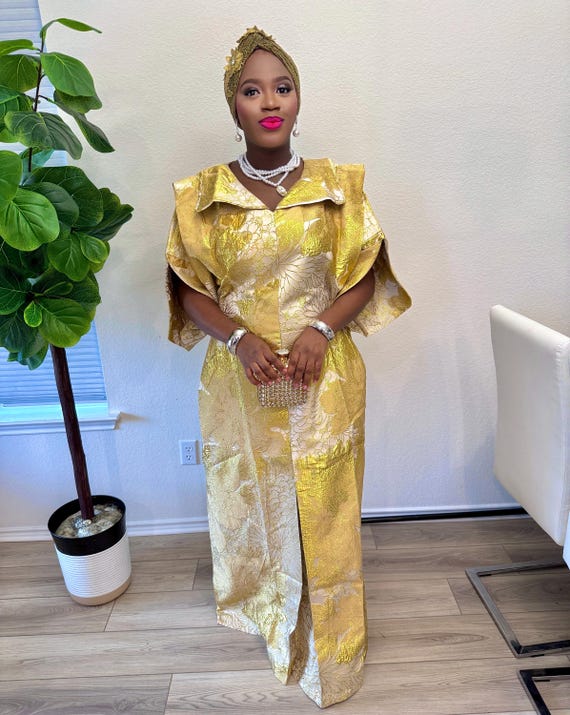 iro wide dress gold African Women Boubou sitewide sale: aug 2024