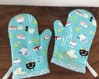 Kids SUSHI play oven mitt, kitchen, accessories, creative, potholder, toddler, child, baking cooking, chef, birthday gift, basket