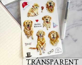 Sticker Sheet - Golden Retriever - CLEAR Supergloss Transparent