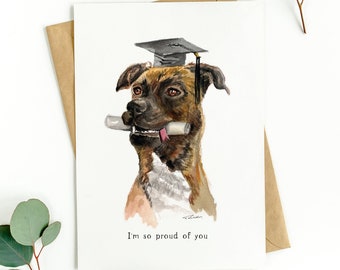 Greeting Card - Pitbull mix - Graduation